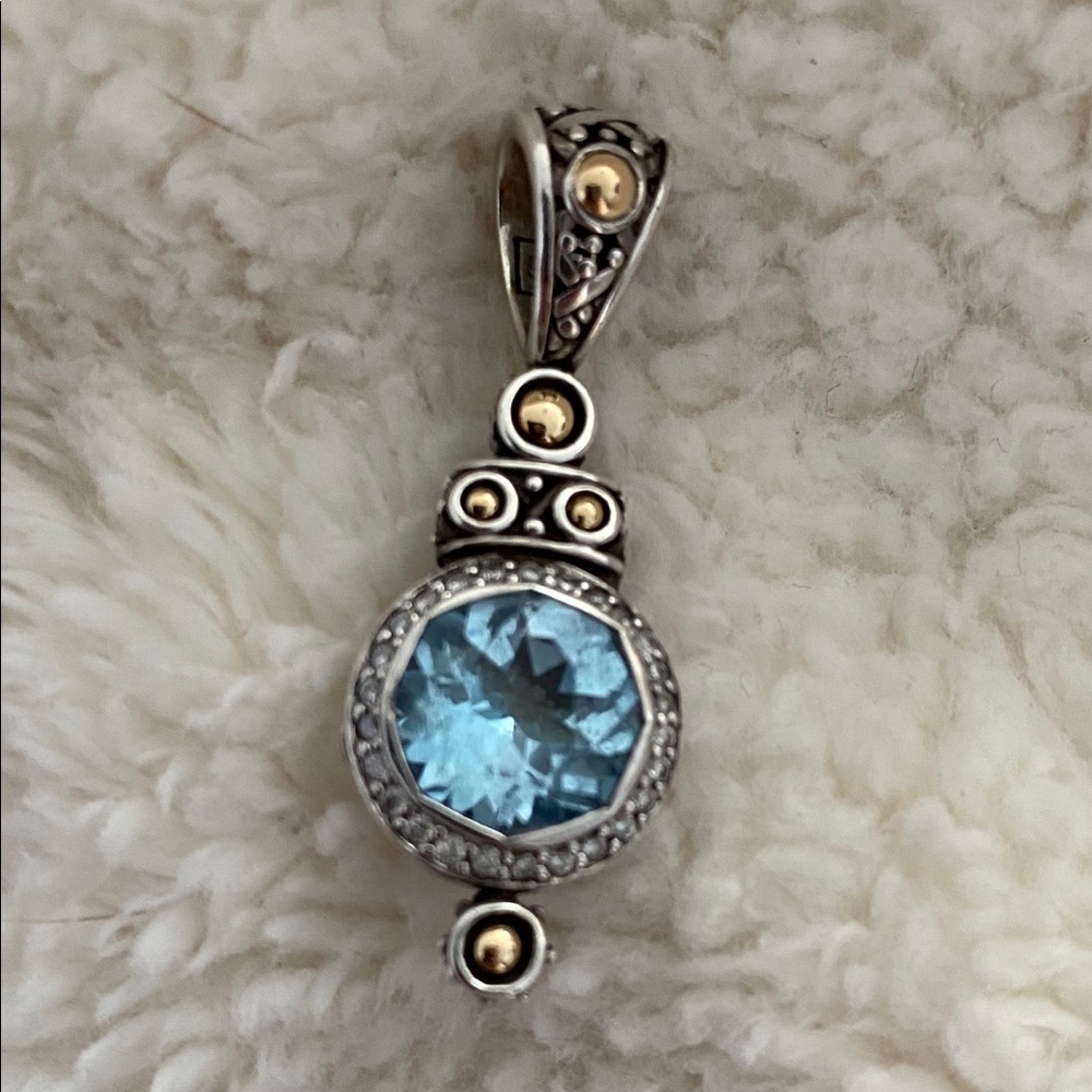 John Hardy blue topaz & diamond pendant